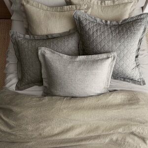 Pottery Barn Belgian Flax Linen Diamond Quilted Euro Sham